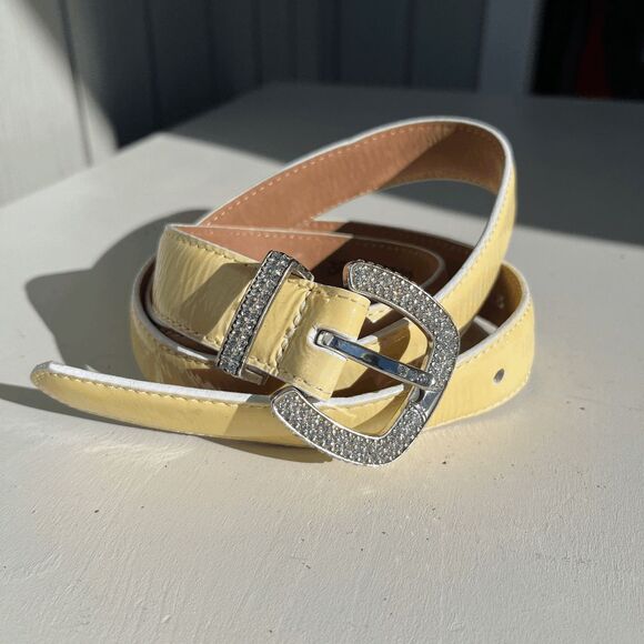 VTG Brighton Y2K Patent Leather Rhinestone Belt Western Glam Size 38 USA - Picture 6 of 9